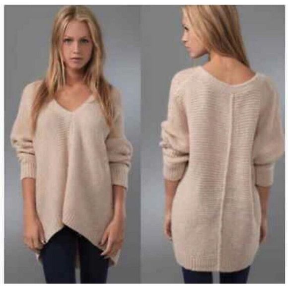 Free People Sweaters - Free People Women’s Wool Blend Slouchy Oversized V-Neck Sweater Cream Size XS